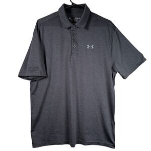 Under Armour Playoff Polo Trident Aircraft Logo Men Large Black Golf Performance